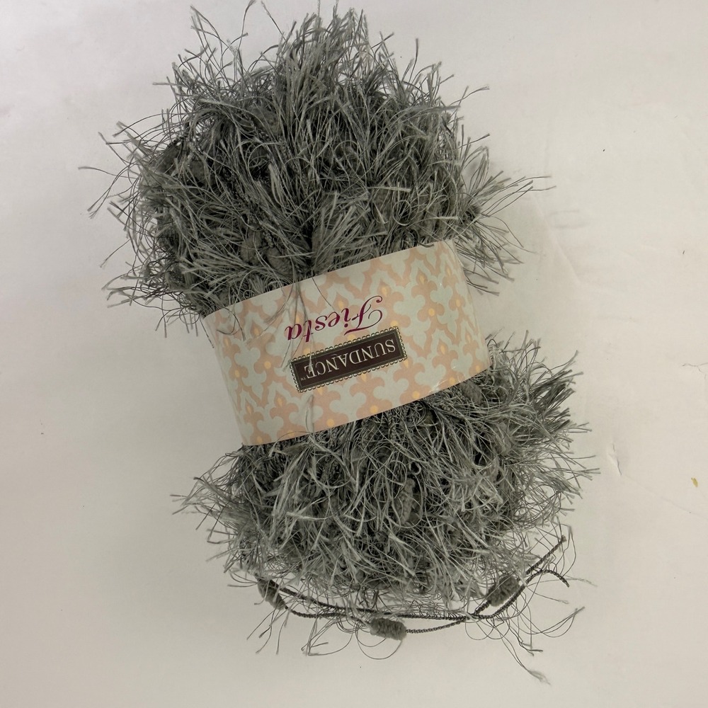 Sundance Fiesta Yarn Bulky 100g Silver Grey New Eyelash Pom Pom Texture